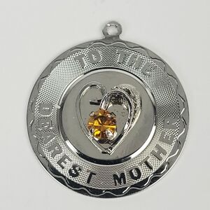 Vtg Spencer Co. Sterling Silver & Citrine Charm/Pendant~TO THE DEAREST MOTHER